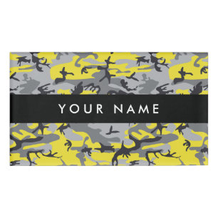 Yellow and Geay Camouflage, Military, Army Name Tag