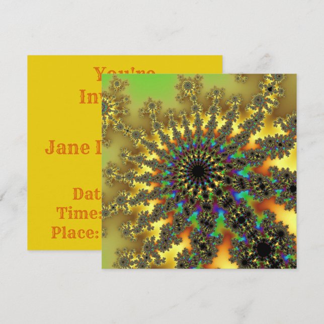 Yellow and Gold Burst Invitation (Front/Back)