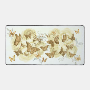 Yellow and Gold Butterfly Desk Mat