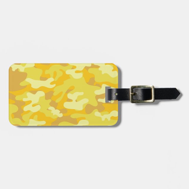 Yellow and Gold Camo Design Luggage Tag (Front Horizontal)