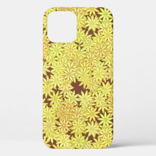 Yellow and gold Daisies on Chocolate Brown iPhone 12 Case