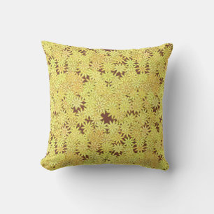 Yellow and gold Daisies on Chocolate Brown Cushion