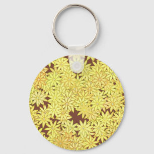 Yellow and gold Daisies on Chocolate Brown Key Ring