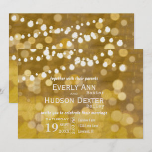 Yellow and Gold Forest Lights Garland Wedding Invitation