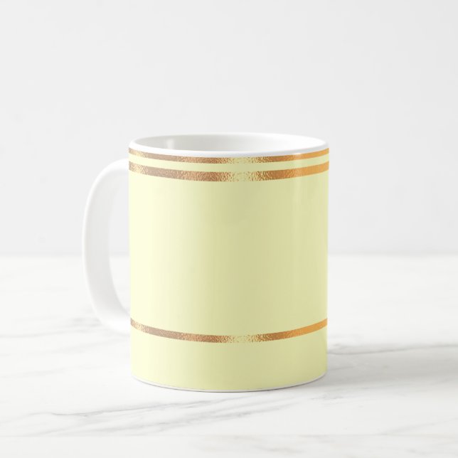 Yellow and Gold Rimmed Coffee Mug (Front Left)