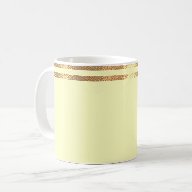 Yellow and Gold Rimmed Coffee Mug (Front Left)