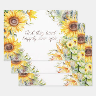 Yellow and Gold Sunflowers Frame Personalised  Wrapping Paper Sheet