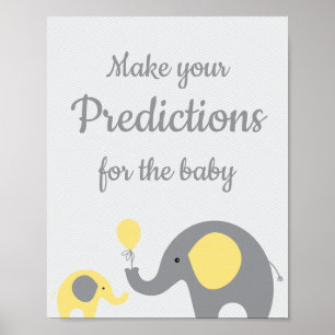 Yellow and Gray Elephant Predictions for Baby Sign