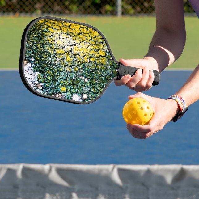 Yellow and Green Abstract Pickleball Paddle (Insitu)