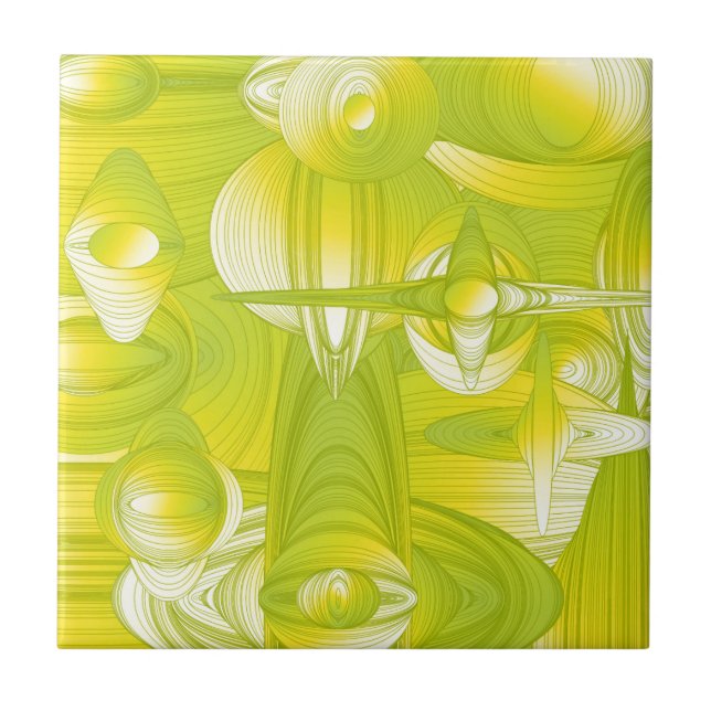 Yellow and Green Art Deco Design Tile (Front)