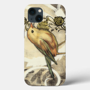 Yellow and Green Bird on Vintage Background iPhone 13 Case