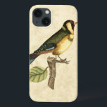 Yellow and Green Bird Perched on a Little Branch iPhone 13 Case<br><div class="desc">This engraved-inspired print displays sharp,  vivid images with a high degree of colour accuracy. The neutral background helps emphasise the colours of the bird. Customise your favourite Zazzle product using this beautiful image.</div>