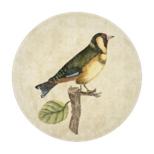 Yellow and Green Bird Perched on a Little Branch Cutting Board