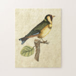 Yellow and Green Bird Perched on a Little Branch Jigsaw Puzzle<br><div class="desc">This engraved-inspired print displays sharp,  vivid images with a high degree of colour accuracy. The neutral background helps emphasise the colours of the bird. Customise your favourite Zazzle product using this beautiful image.</div>