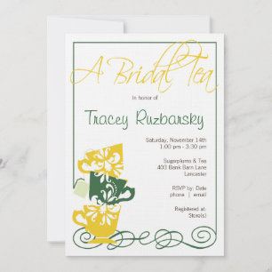 Yellow and Green Bridal Shower Invitation Tea
