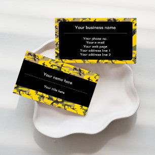 Yellow and Green Camo, Camouflage, Military, Army Business Card