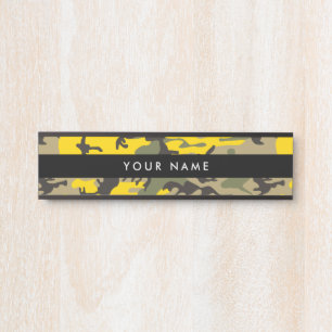 Yellow and Green Camo, Camouflage, Military, Army Door Sign