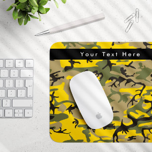 Yellow and Green Camo, Camouflage, Military, Army Mouse Mat