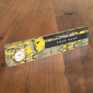 Yellow and Green Camo, Camouflage, Military, Army Nameplate