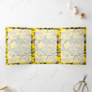 Yellow and Green Camo, Camouflage, Military, Army Tri-Fold Card
