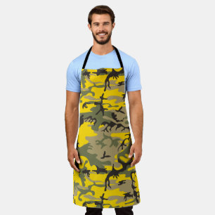 Yellow and Green Camouflage, Military, Army Apron