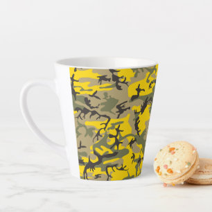 Yellow and Green Camouflage, Military, Army Latte Mug