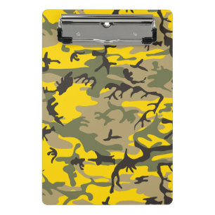 Yellow and Green Camouflage, Military, Army Mini Clipboard