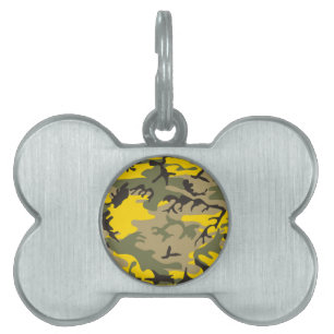 Yellow and Green Camouflage, Military, Army Pet ID Tag