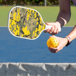 Yellow and Green Camouflage, Military, Army Pickleball Paddle