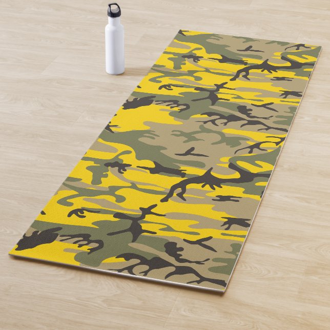 Yellow and Green Camouflage, Military, Army Yoga Mat (In Situ)