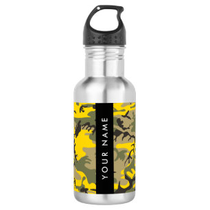 Yellow and Green Camouflage Your name Personalise 532 Ml Water Bottle