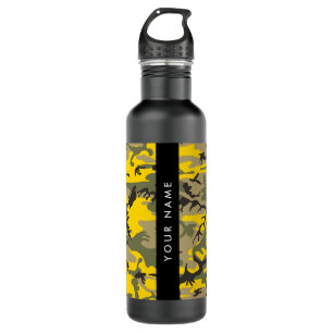 Yellow and Green Camouflage Your name Personalise 710 Ml Water Bottle