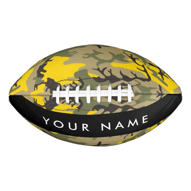 Yellow and Green Camouflage Your name Personalise American Football (Front)