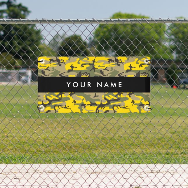 Yellow and Green Camouflage Your name Personalise Banner (Insitu)