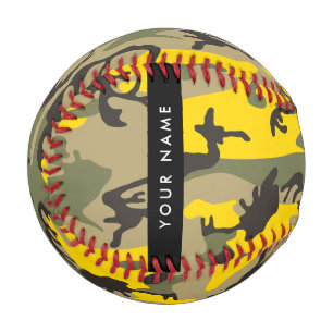 Yellow and Green Camouflage Your name Personalise Baseball