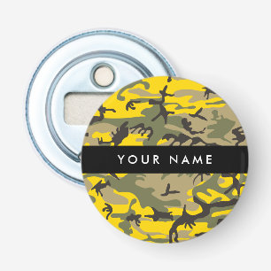 Yellow and Green Camouflage Your name Personalise Bottle Opener
