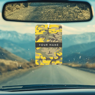 Yellow and Green Camouflage Your name Personalise Car Air Freshener
