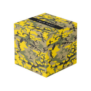 Yellow and Green Camouflage Your name Personalise Cube
