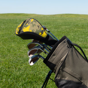 Yellow and Green Camouflage Your name Personalise Golf Head Cover