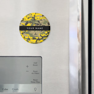 Yellow and Green Camouflage Your name Personalise Magnet