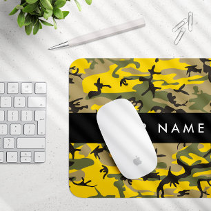 Yellow and Green Camouflage Your name Personalise Mouse Mat