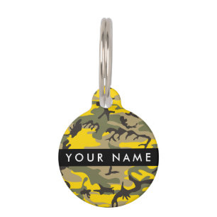 Yellow and Green Camouflage Your name Personalise Pet Tag