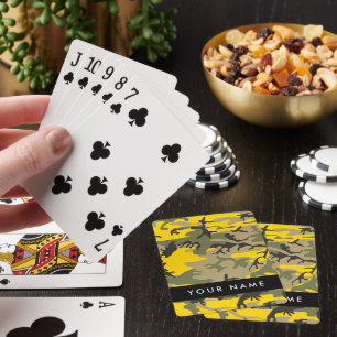 Yellow and Green Camouflage Your name Personalise Playing Cards