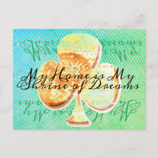 Yellow and Green canvas clover with your text Postcard