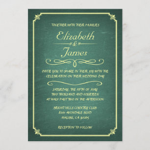 Yellow and Green Chalkboard Wedding Invitations