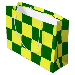 Yellow and Green Checkers Large Gift Bag