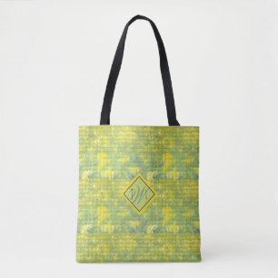 Yellow and Green Cheerful Abstract Geometric Tote Bag