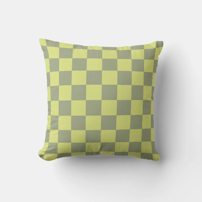 Yellow and Green Chequerboard Cushion (Front)