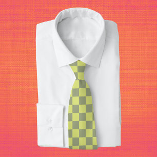 Yellow and Green Chequerboard Tie