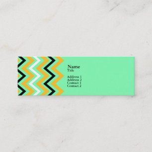 Yellow and Green Chevron Pattern Mini Business Card